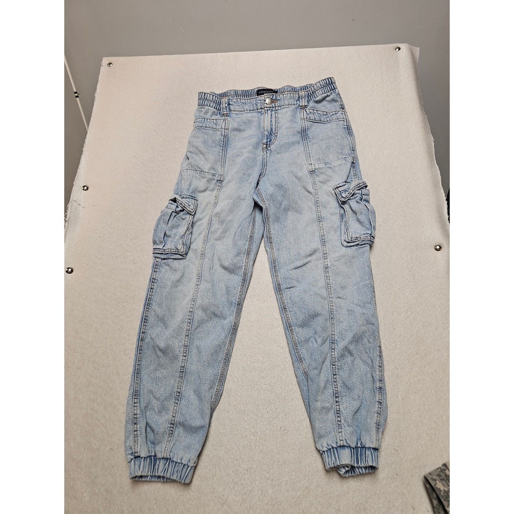 Aeropostale Baggy Jogger Jeans Light Wash Cargo Denim Pants Large